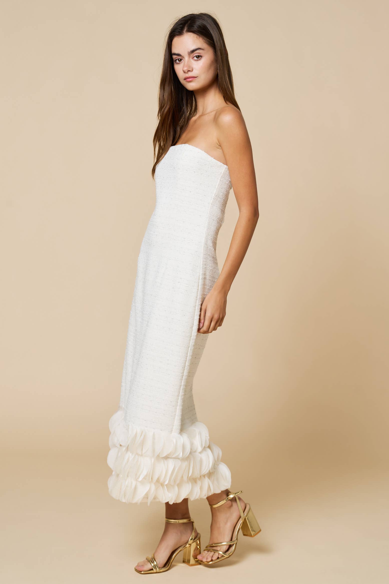 Tweed Trim Midi Dress