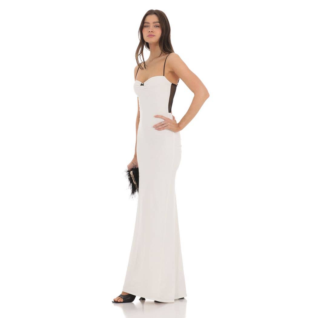 Noir Contrast Open Back Maxi Dress