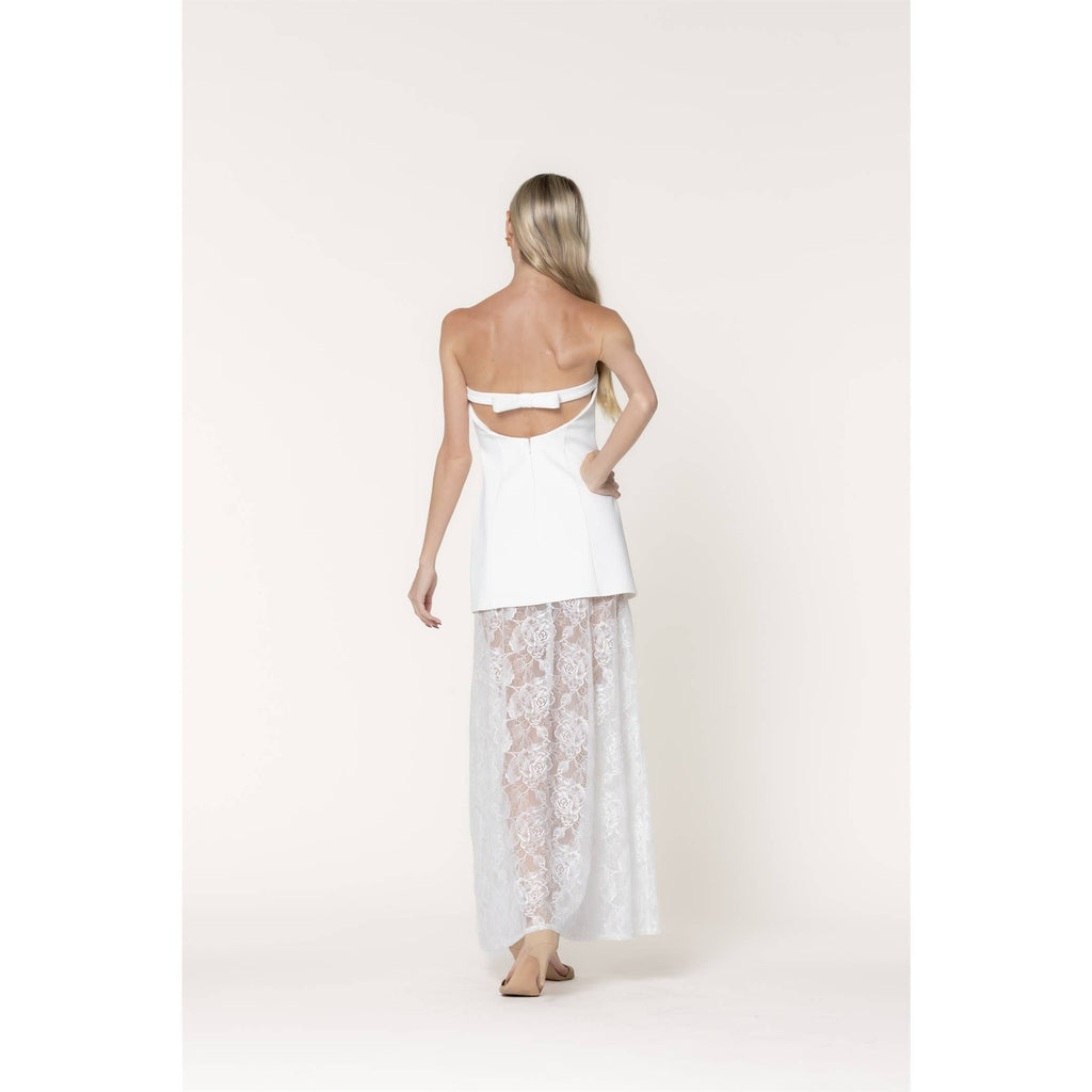 Lace Whisper Strapless Maxi Dress