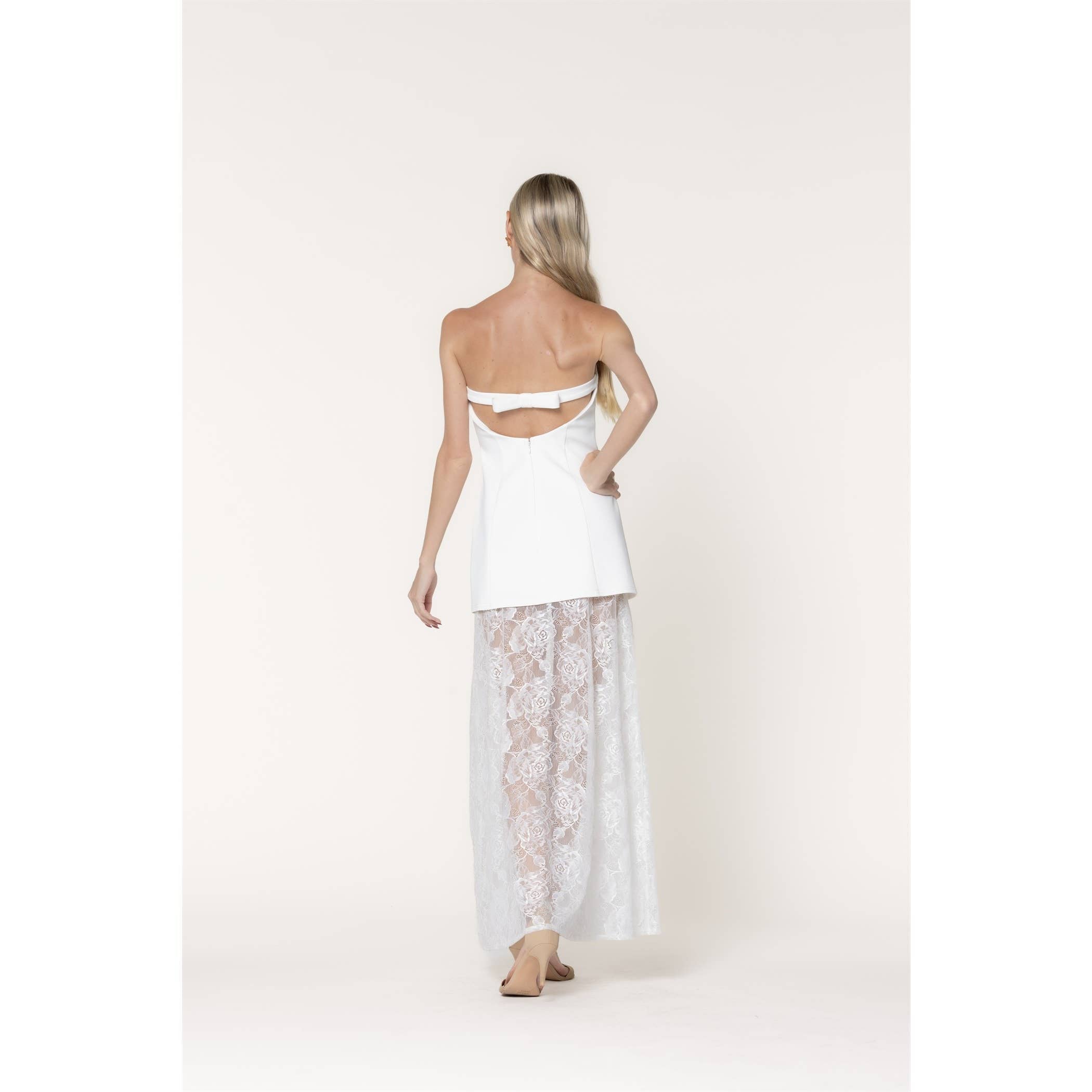 Lace Whisper Strapless Maxi Dress
