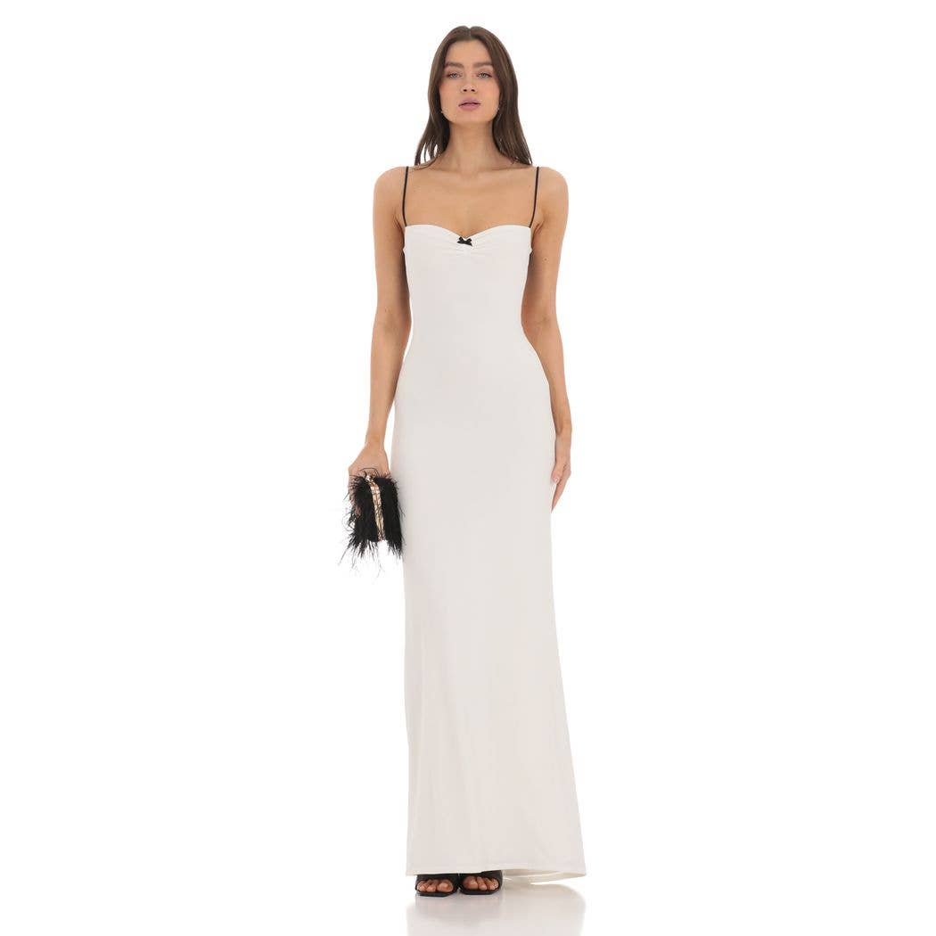 Noir Contrast Open Back Maxi Dress