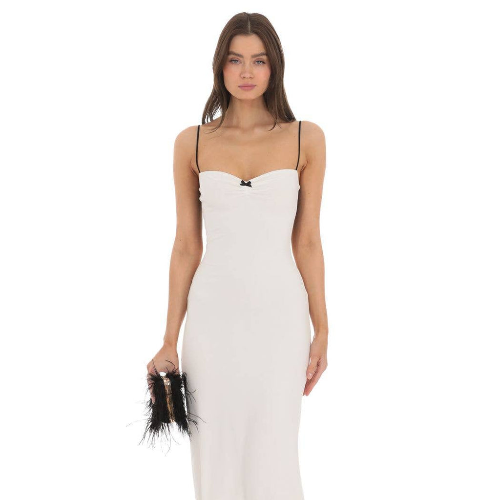 Noir Contrast Open Back Maxi Dress
