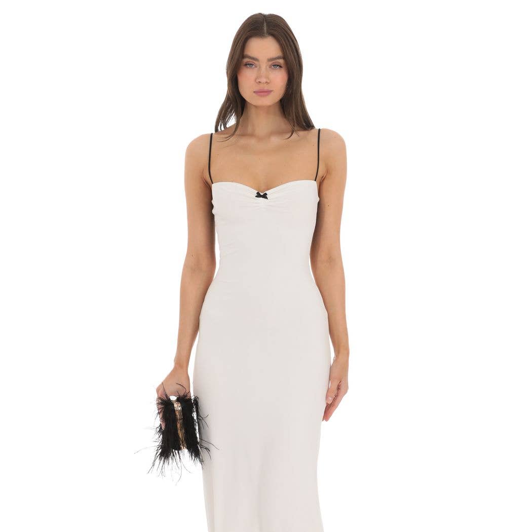 Noir Contrast Open Back Maxi Dress