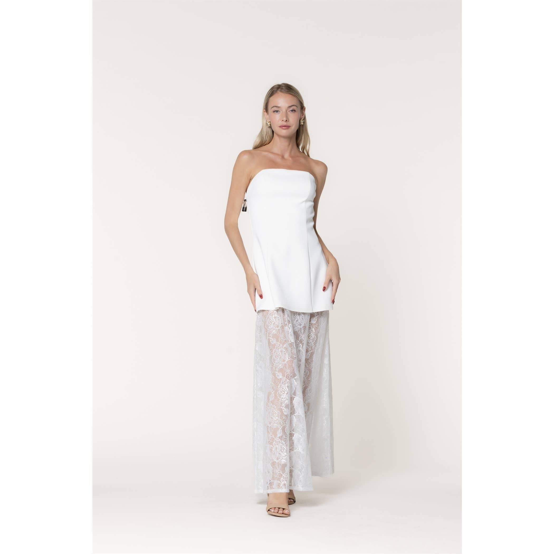 Lace Whisper Strapless Maxi Dress