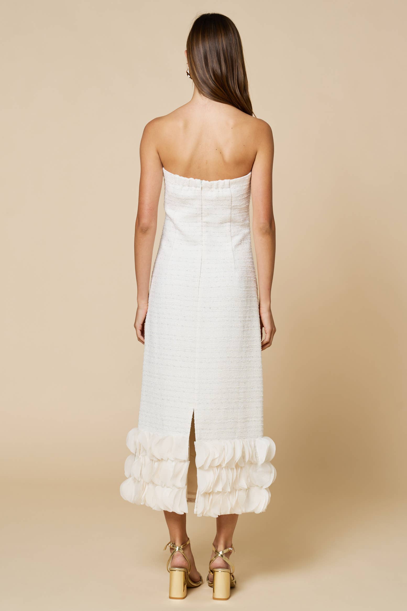 Tweed Trim Midi Dress