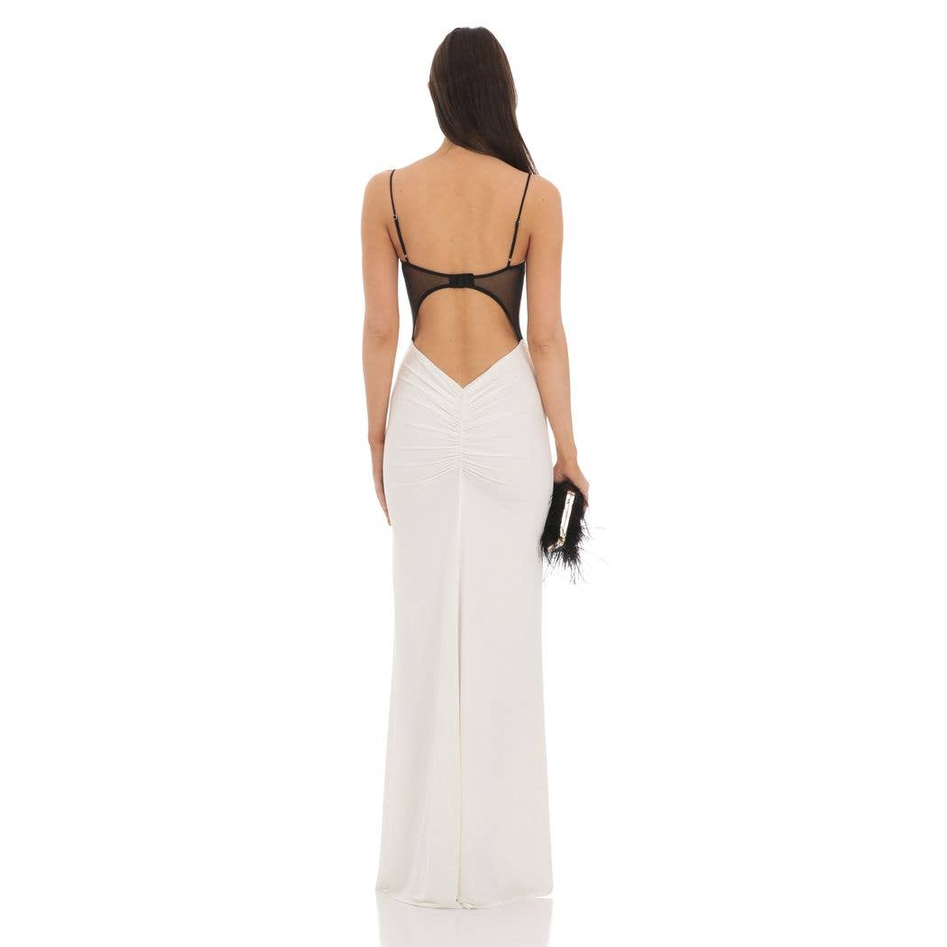 Noir Contrast Open Back Maxi Dress